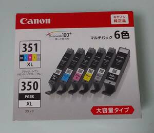 【Canon純正インク】　BCI-351XL+350XL/6MＰ　「大容量タイプ」ーーー新品未使用品の純正インク「取り付け期限は2025年07月」