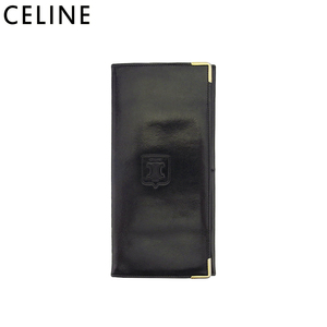 セリーヌ 長財布 ファスナー付き 財布 レディース メンズ 角プレート トリオンフマーク CELINE 中古