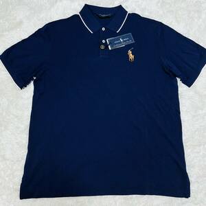 新品!!ポロゴルフ POLO GOLF ポロシャツ XLサイズ 大きいサイズ ロゴ刺繍 ビッグポニー 半袖ポロシャツ ネイビー コットン100%