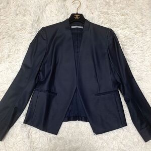 theory luxe セオリーリュクス ノーカラージャケット EXECUTIVE ストレッチ 伸縮性あり スーツ ビジネス フォーマル OL ダークネイビー L