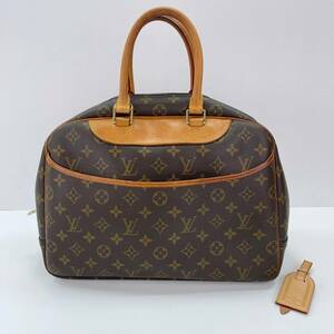 1円 ルイヴィトン Louis Vuitton ドーヴィル ボストンバッグ ハンドバッグ PVC レザー ブラウン モノグラム YH554