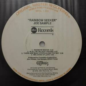 レア！米Mobile Fidelity Sound Lab 高音質LP！Joe Sample / Rainbow Seeker 1979年 MFSL 1016 ジョー・サンプルCrusaders David T. Walker