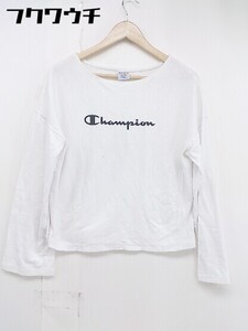 ◇ Champion チャンピオン ヘンリーネック ロゴ 長袖 Tシャツ カットソー サイズM ホワイト レディース