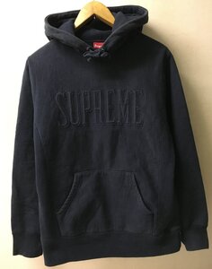 ◆国内正規 Supreme シュプリーム エンボス ロゴ 刺繍　スウェット　パーカー S NAVY 16AW Embroidered Outline Hooded Sweatshirt サイズS