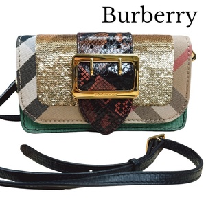 バーバリー BURBERRY ショルダーバッグ クラッチバッグ 2WAY クロスボディ パッチワーク スパンコール パイソン