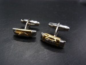 ■美品■ GUCCI グッチ カフスボタン カフリンクス アクセサリー 紳士 ビジネス メンズ ゴールド系×シルバー系 DG8090