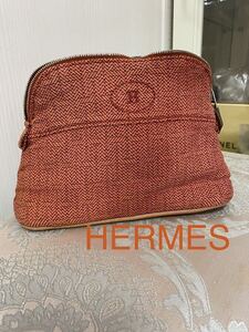 エルメス HERMES ポーチ 小物入れ 化粧ポーチ　キャンバス オレンジ　コスメポーチ　