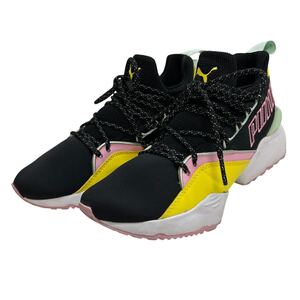 J240 PUMA プーマ ローカットスニーカー レディース Muse Maia TZ 369343-01 US6.5 23cm ブラック ピンク イエロー