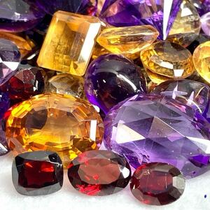 1円〜!!大量!!≪天然アメジスト・シトリン・ガーネットおまとめ1002ct≫n 約200.4g ルース 裸石 宝石 amethyst garnet citrine w4 53