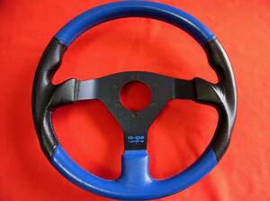 90’ old Victoria steering wheel 35Φ black/Blue leather ヴィクトリア 希少青レザー使い 当時物 綺麗な美品 ビート ロードスター MR-S