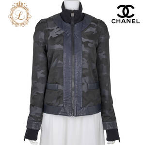 【返品可】CHANEL シャネル スポーツライン 迷彩柄 ジャケット ブルゾン 36 ブラック トップス 長袖 アウター ブランド アパレル