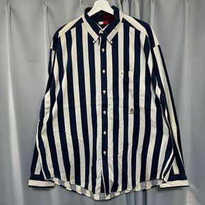 TOMMY HILFIGER トミーヒルフィガー ストライプ 長袖シャツ 古着 BDシャツ　90s クラウン