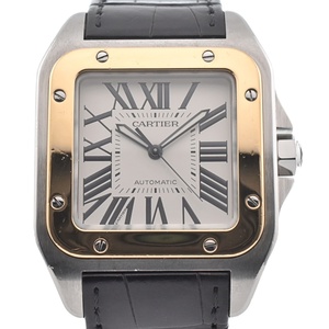 カルティエ CARTIER W20072X7 サントス 100 LM SS/K18YG/レザー 自動巻き メンズ 良品 R#132700