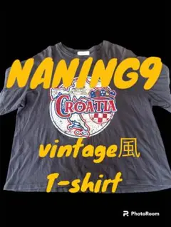 used NANING9　ヴィンテージ風ロゴTシャツ