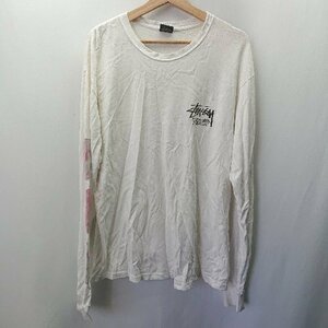 ◇ STUSSY ステューシー ブランドロゴ シンプル カジュアル 長袖 Tシャツ サイズL ホワイト メンズ E