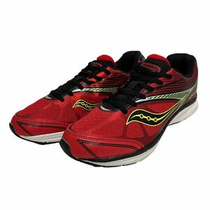 D215 SAUCONY サッカニー KINVARA キンバラ メンズ ローカットスニーカー US6M 約 24cm レッド シルバー ブラック 美品