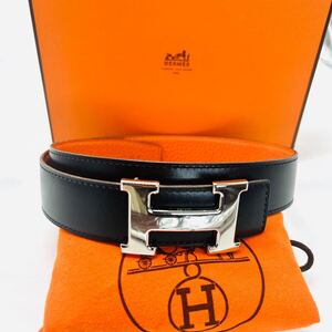 美品　HERMES エルメス ベルト コンスタンス Hロゴ レザー H刻印　黒　 ブラック Hベルト Hバックル