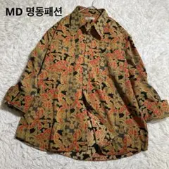 明洞ファッション　美品　メンズ2way総柄シャツ 羽織　韓国ファッション