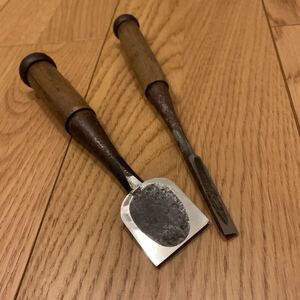 【追入れ鑿 心流斎 2本 】小鉋 豆鉋 chisel plane DIY 鑿 鉋 カンナ ノミ キワ鉋 反台 特殊 國秀 梅弘 東京 悦英 組鑿 大工道具 田斎 市弘