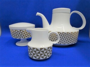 B00400★ローゼンタール Rosenthal ビンテージデザイン ポット シュガーポット クリーマー セット/タピオ ヴィルカラ ヴィンテージ 洋食器