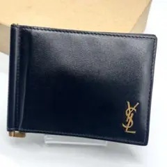 極美✨サンローラン マネークリップ YSL カサンドラ レザー ブラック 黒