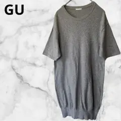 GU   ジーユー　半袖ニット　チュニック　グレー　M