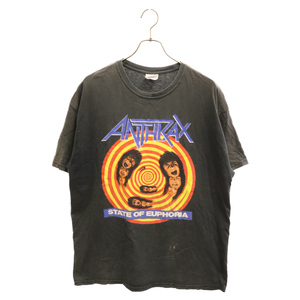 VINTAGE ヴィンテージ ANTHRAX State of Euphoria アンスラックス プリント 半袖カットソー クルーネックTシャツ ブラック Hanesタグ