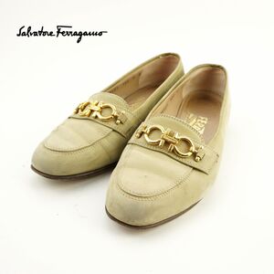 Salvatore Ferragamo サルヴァトーレフェラガモ 5 22.5 ローファー イタリア製 ヒール スエード ピスタチオ/KC66