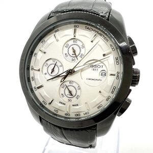 2336 TISSOT ティソ T035627A 1853 SS 革 クオーツ 稼働品 メンズ 腕時計 ブラック ホワイト文字盤 クロノグラフ