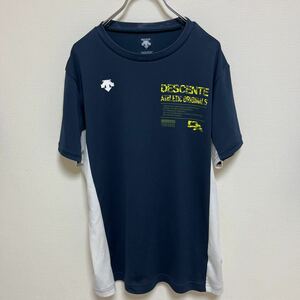 DESCENTE デサント 半袖Tシャツ プラクティスシャツ　ネイビー　ホワイト　Oサイズ 大きめ　SPORT