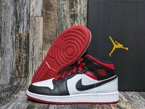 残少 24.5cm/6.5Y NIKE AIR JORDAN 1 MID GS 検 DQ8423-106 エアジョーダン1 ミッド 白/黒/赤 ホワイト/ブラック/レッド シカゴ