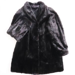 毛並み美品●MINK ミンク 本毛皮ショートコート ジャケット ブラック（ダークブラウンに近い） 11号 毛質艶やか・柔らか◎