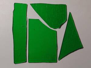  「ステンドグラス材料　興和商事　透明グリーン系　4枚組」 3㎜厚　端材整理品