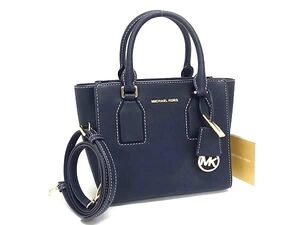 1円 ■新品同様■ MICHAEL KORS マイケルコース レザー 2WAY ハンドバッグ ショルダー クロスボディ 斜め掛け ネイビー系 BM3810