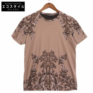 DOLCE&GABBANA ドルチェアンドガッバーナ G8EZ2T/G7ZQA 18SS シチリア伝統マヨルカ柄Tシャツ ベージュ 48 トップス コットン メンズ 中古