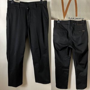 ★【美品 正規品20,900円】NudieJeans ヌーディージーンズ LAZY LEO Black レイジ― レオ コットン100％ チノパン チノーズ パンツ W32