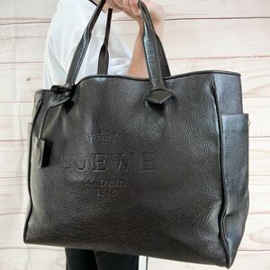 極美品 A4 ロエベ LOEWE ヘリテージ トートバッグ ハンドバッグ メンズ ビジネス 書類かばん レザー 本革 ダークブラウン 大容量 PC 肩がけ