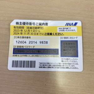 【T0728】未使用 ANA 株主優待券 1枚 有効期限 2024年11月30日 折れあり 全日空