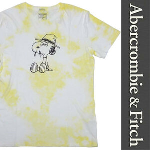 新品 Abercrombie & Fitch S/S T-SHIRT アバクロンビー＆フィッチ 半袖 Tシャツ イエロー メンズ カットソー スヌーピー XL 正規品