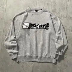 古着 Bear USA スウェット パイル ビッグロゴ グレー L アニマル熊