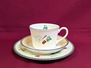 R276-N37-25432545 WEDGWOOD ウェッジウッド FRUIT SYMPHOMY トリオ カップ&ソーサー プレート 食器 茶器 現状品3