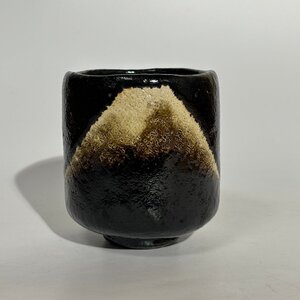 【洛座】大野九行 富士山 筒茶碗 真作保証＜茶道具 陶磁器 京焼 楽焼 現代工芸