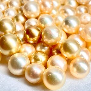 1円〜!!☆ゴールデンパールおまとめ454ct☆j 約90.8g 約8.0-10.0mm ルース 裸石 宝石 ジュエリー jewelry golden pearl 真珠 w3 タ7