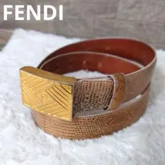 FENDI　フェンディ　ベルト　パイソン型押し　レザー　ゴールドバックル