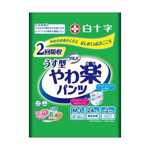 【新品】白十字 サルバ やわ楽パンツ うす型 M-L 1セット(96枚：24枚×4パック)