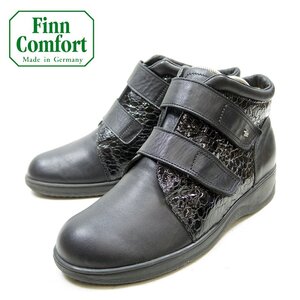 6表記　24.5cm相当　Finn Comfort　スーパーフィンコンフォート ベルクロタイプ クロコダイル型押し 裏ボア /2024.12.16/P1992