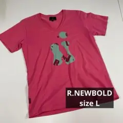 R.NEWBOLD アールニューボールド　Tシャツ　Ｖネック　ピンク　古着　L