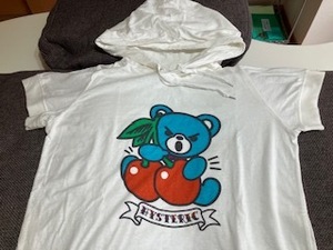 ヒステリックグラマー Ｔシャツ生地半袖パーカー　　Ｍ　　白