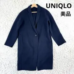 ★美品★UNIQLO ユニクロ チェスターコート ネイビー ロングコート