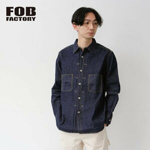 【サイズ L(3)】FOB FACTORY エフオービーファクトリー デニム 長袖シャツ インディゴ 日本製 メンズ 男性 F3484 DENIM COALMINER SHIRT